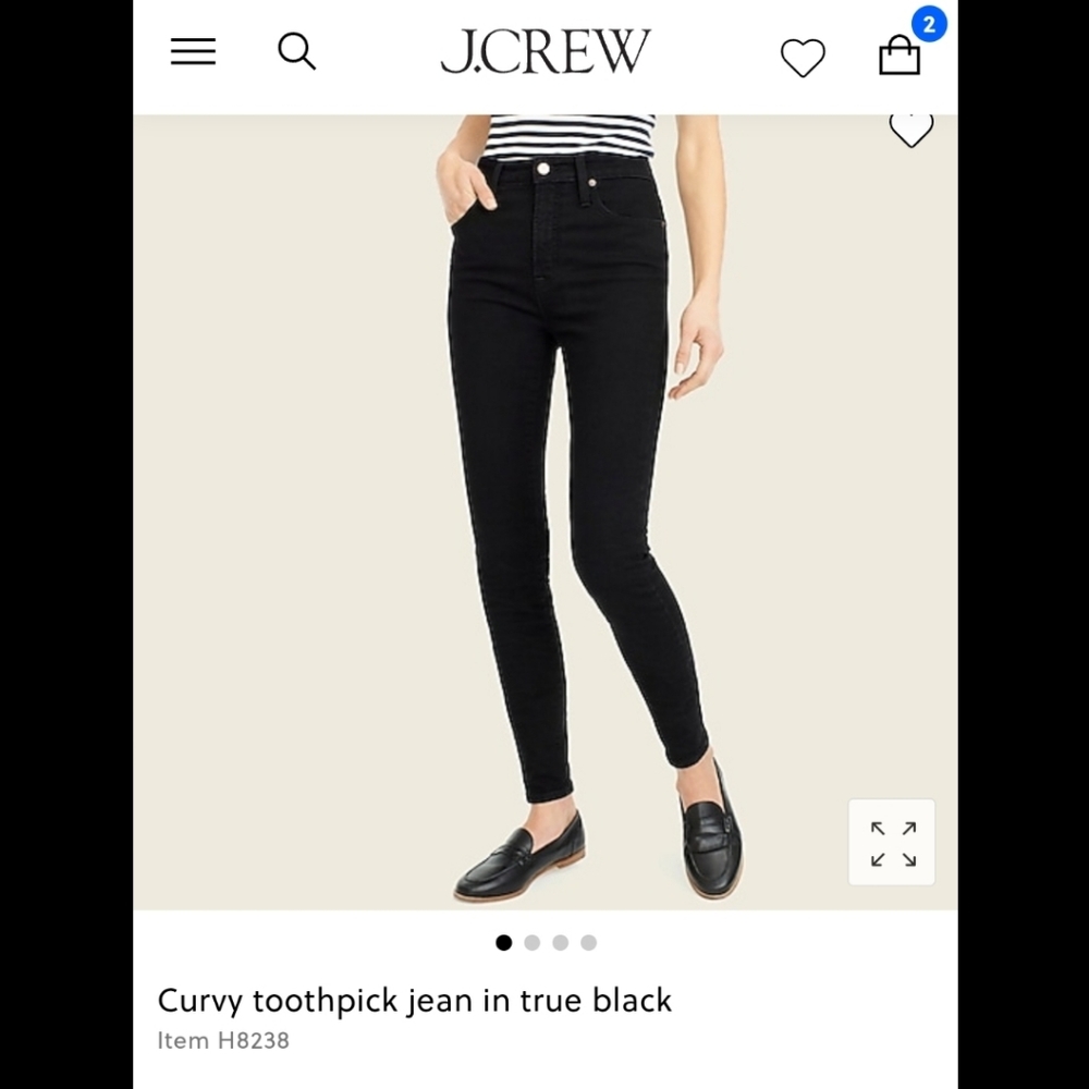 J. Crew curvy toothpick jean black 33